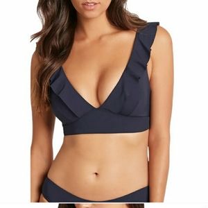 Sea Level Australia Navy Blue Ruffle Swim Top Bikini Frill Ruffle Bikini Top 6